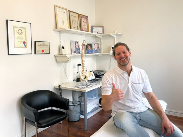 Behandlingsrummet hos Axbergs Osteopati & Idrottsmassage i Göteborg.